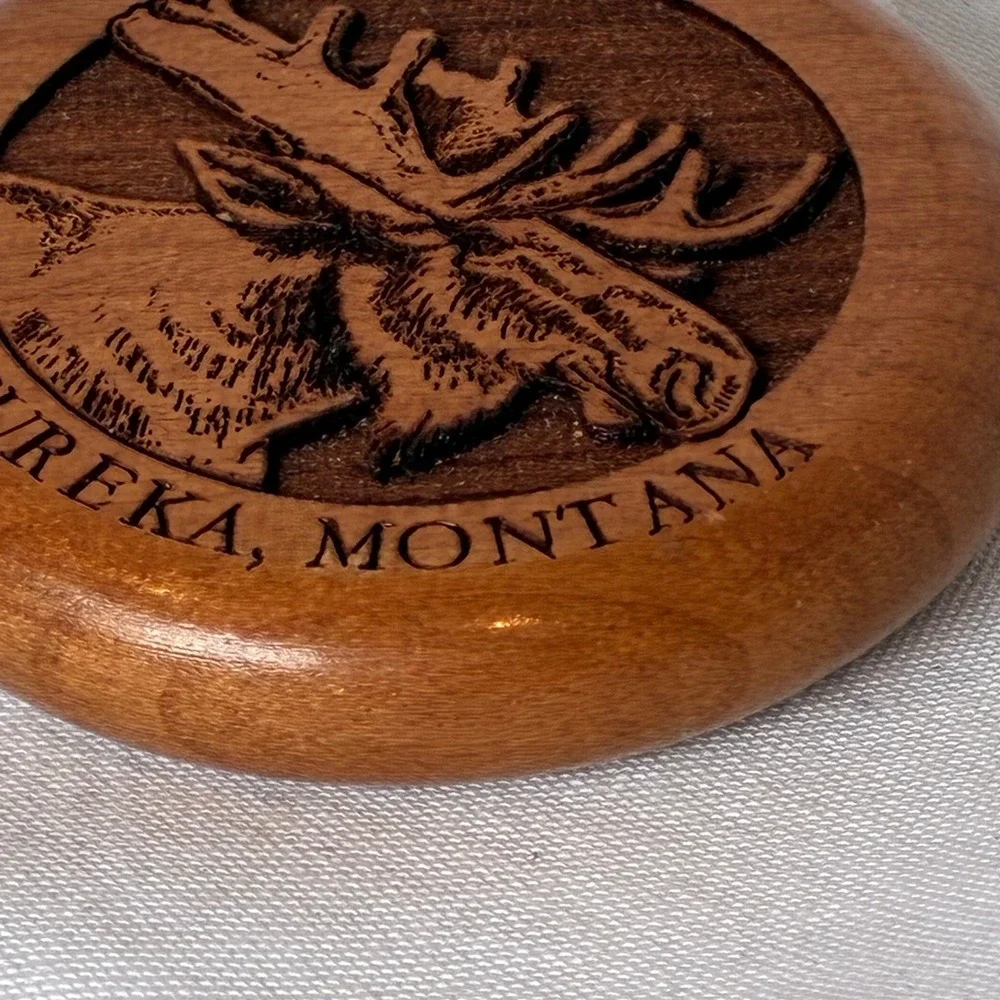 Keychain Eureka Montana Moose Wooden Laser Engraved Souvenir Wildlife Travel